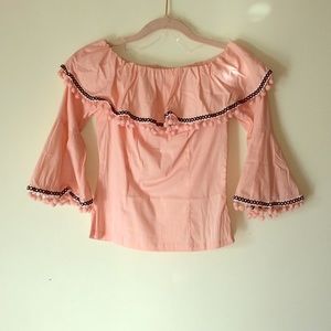 Pink/Peach Off Shoulder Blouse!